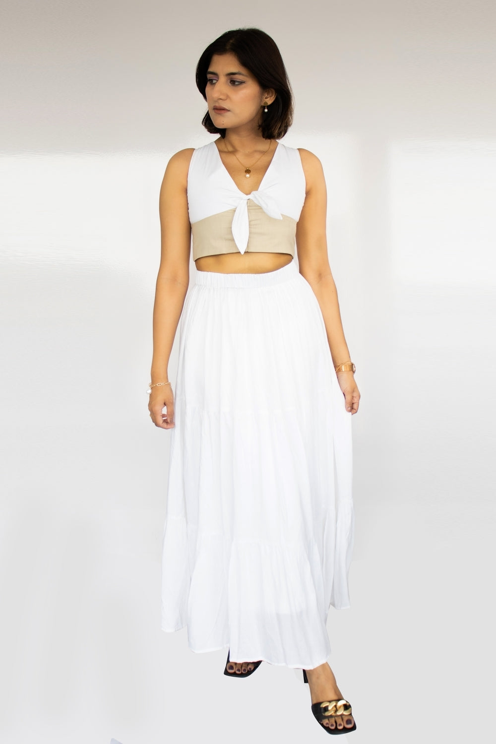 Svoboda White and Beige Top