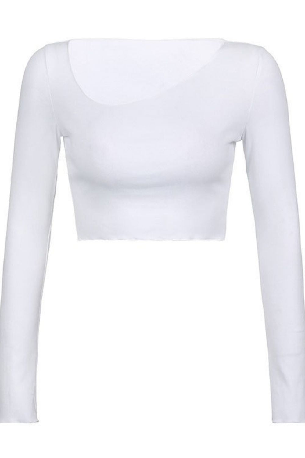 Asymmetric Long Sleeve Knit Crop Top