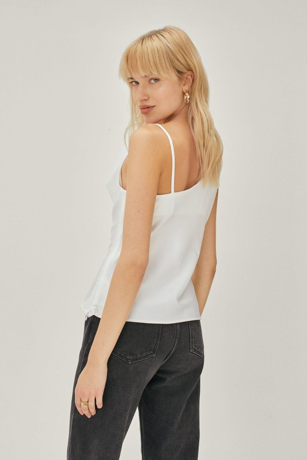 Asymmetric Satin Cowl
Neck Cami