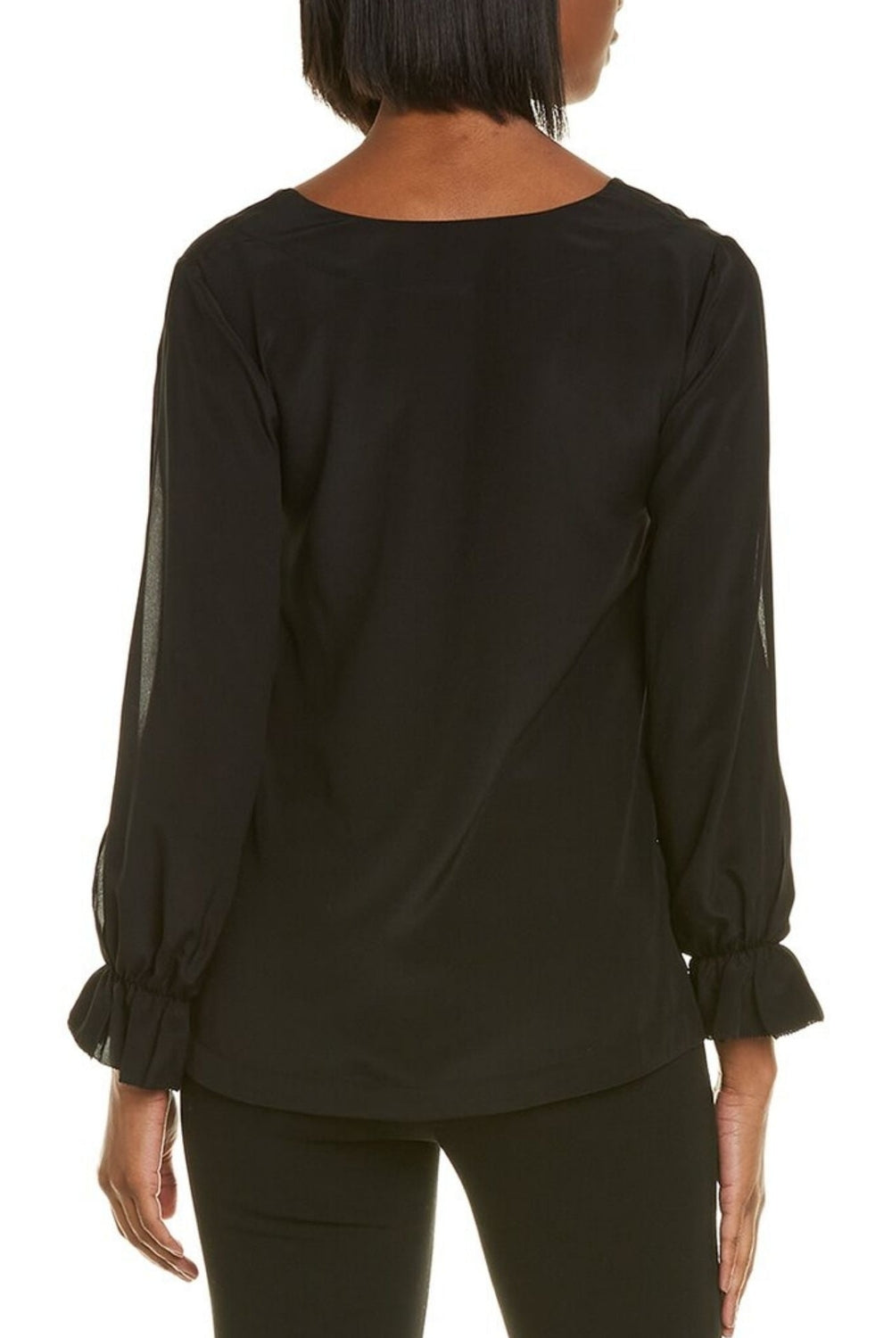 Black V Neckline Top With Cut Out Full Sleeve