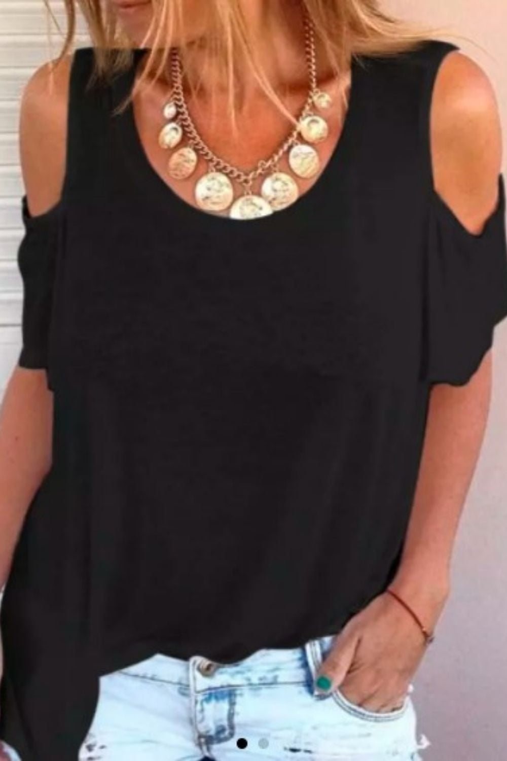 Cold Shoulder O Neck
Casual Blouse In Black