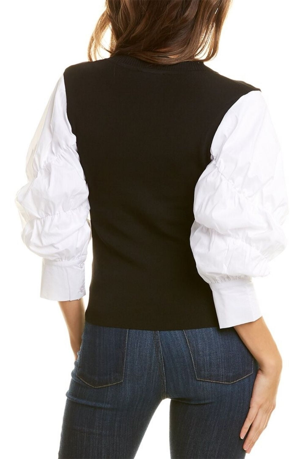 Contrast Top With Detailed Sleeve