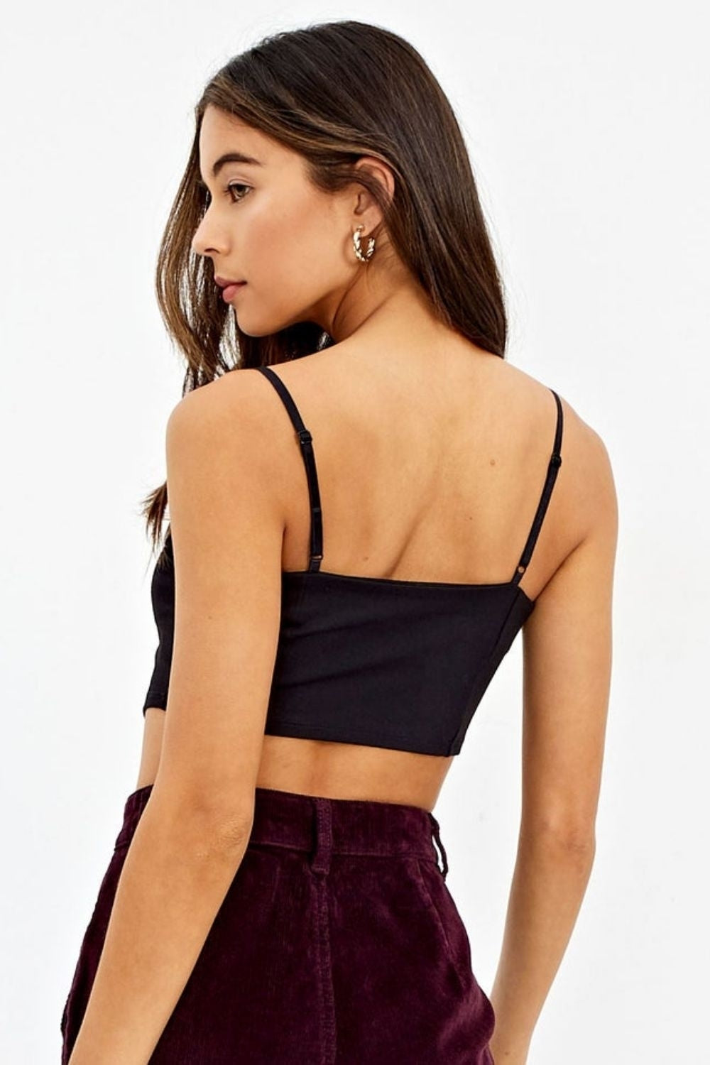 Curved Hem Corset Top Black