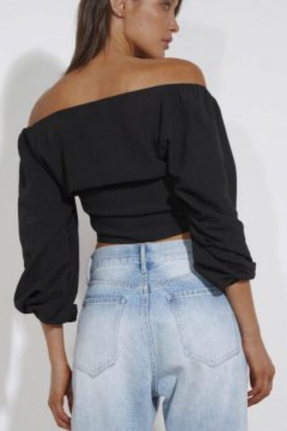 Detailed Front Black Crop Top