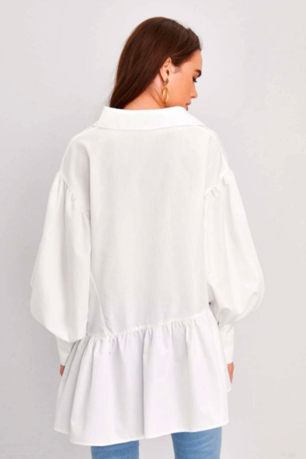 Drop Shoulder Lantern Sleeve Babydoll Blouse