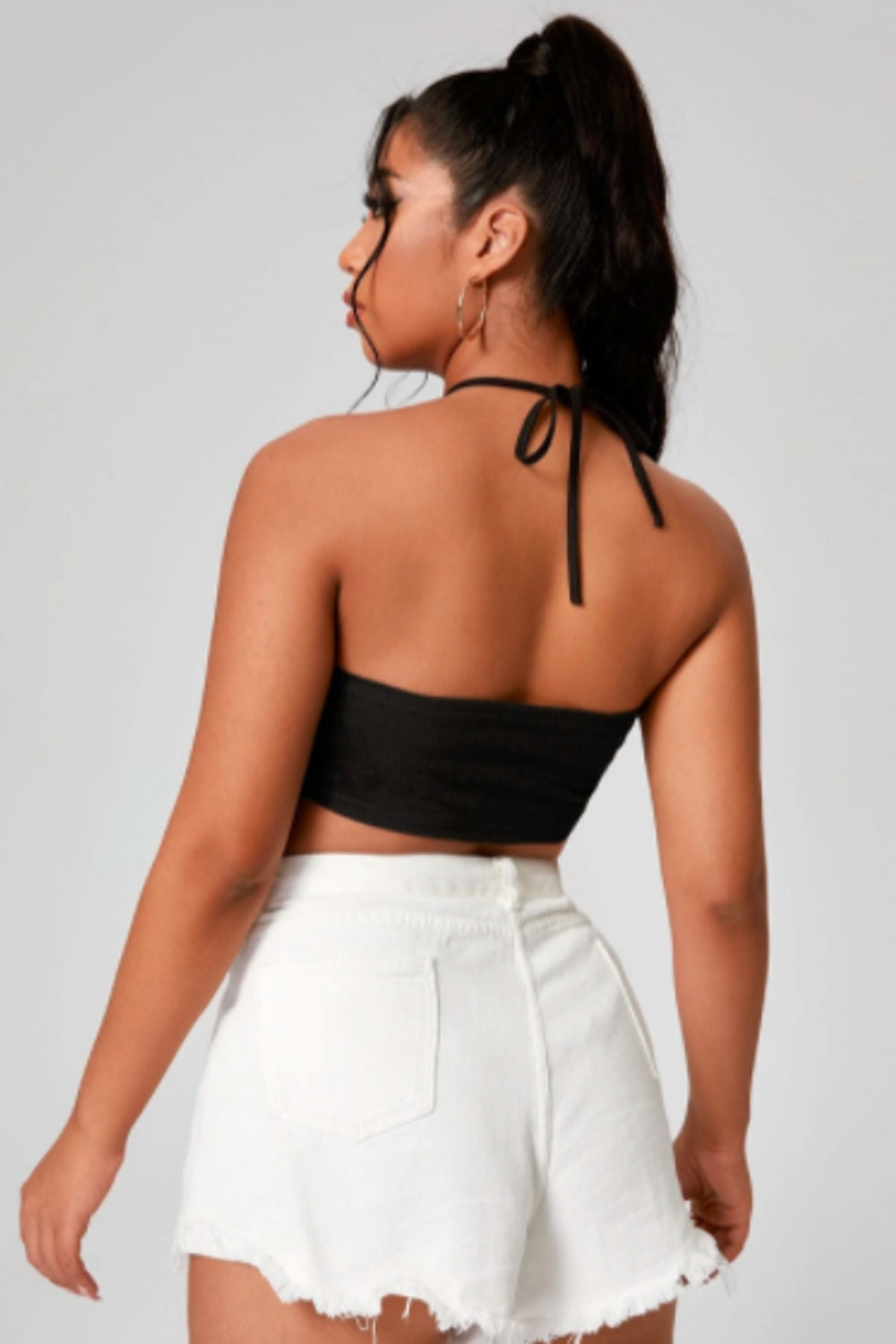 Halter Neck Black Crop Top