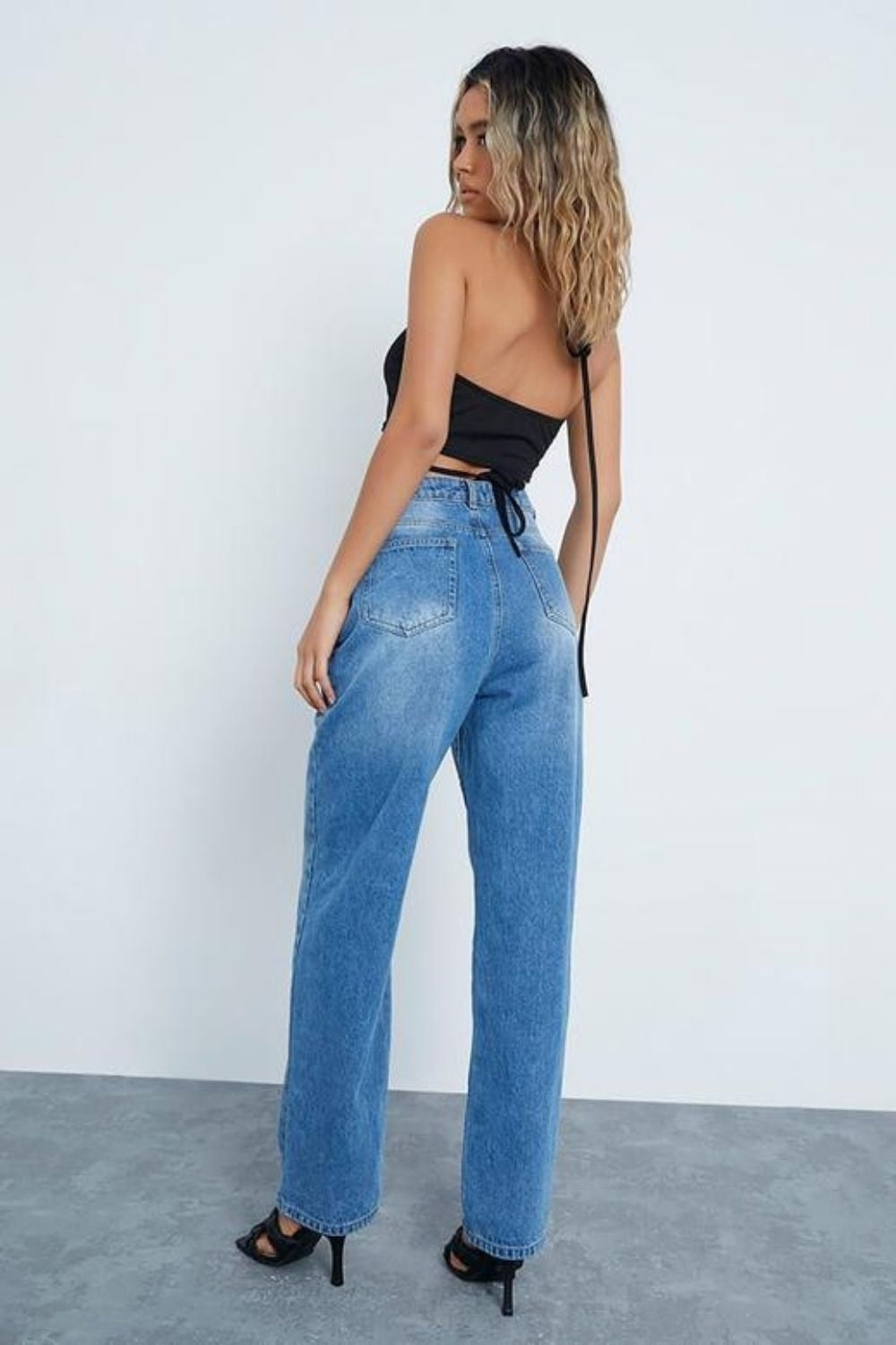 Halter Neck Sleeveless Black Top