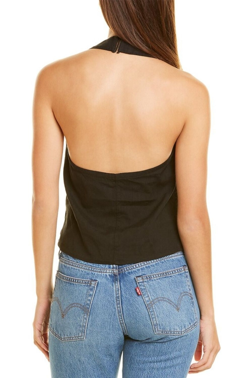 Halter Neckline Backless Black Top