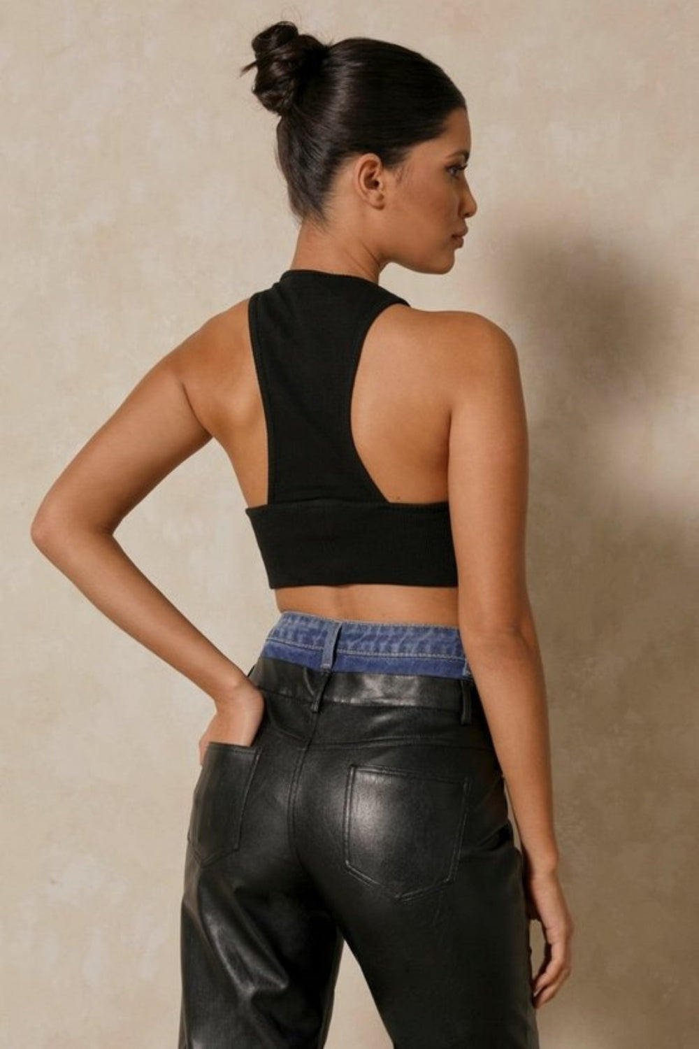 High Neck Thick Band Crop Top