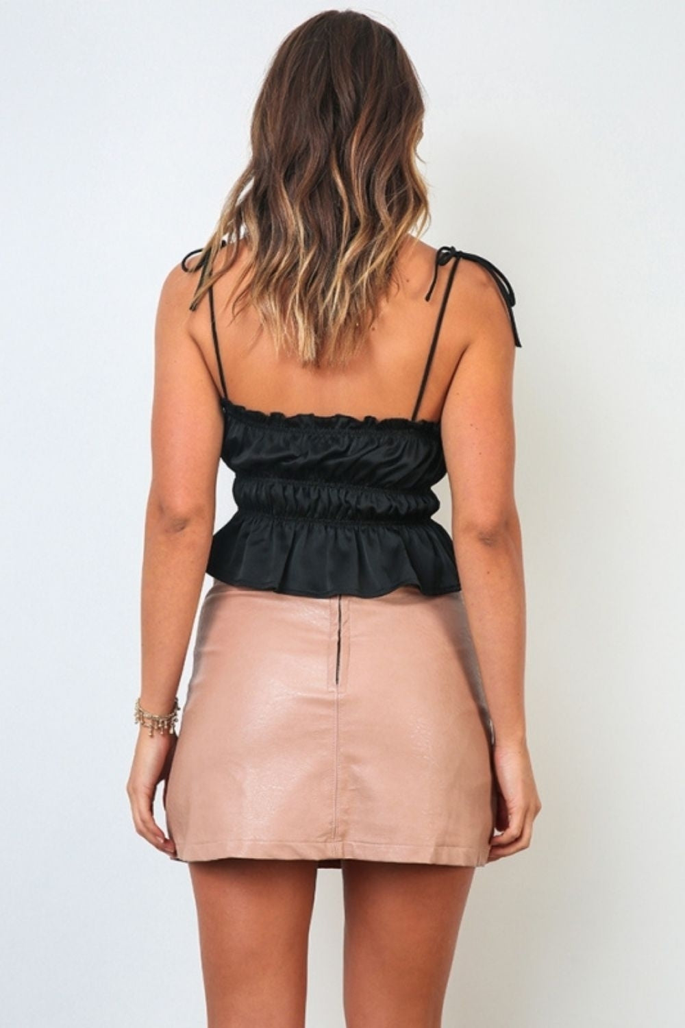 Lady In Black Spaghetti Crop Top