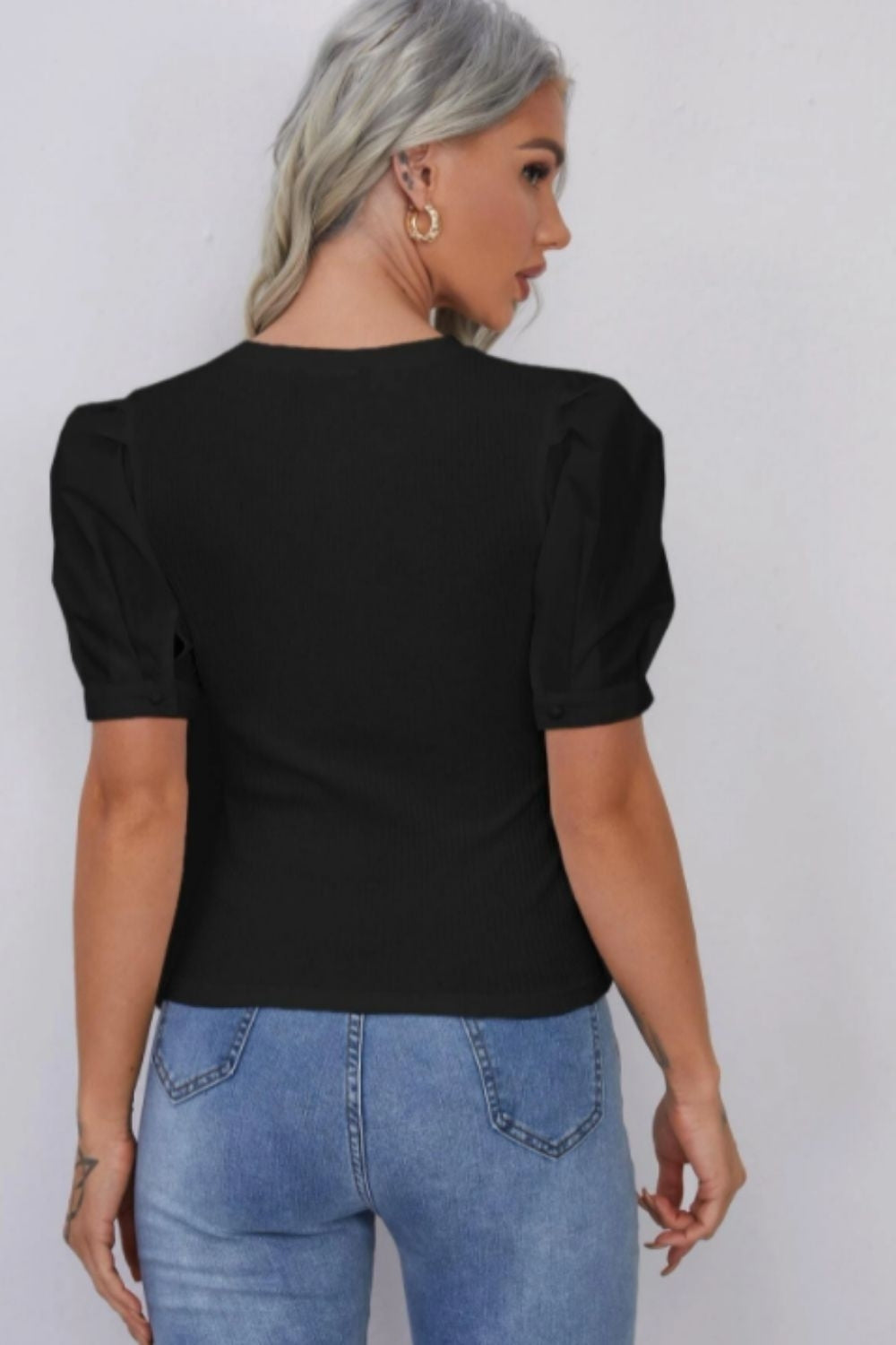 Mock Neck Black Rib Top