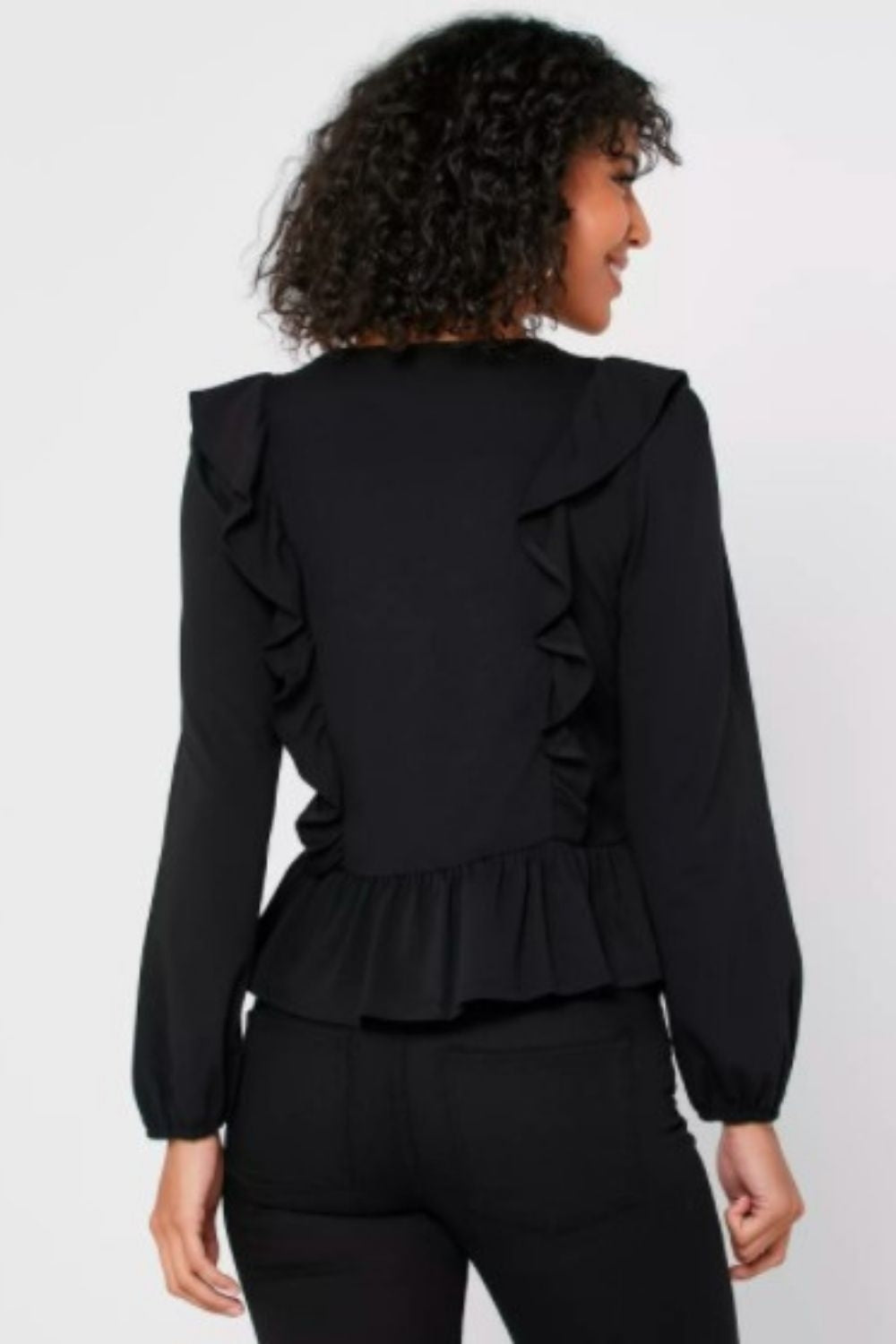 Mona Black Frill Top