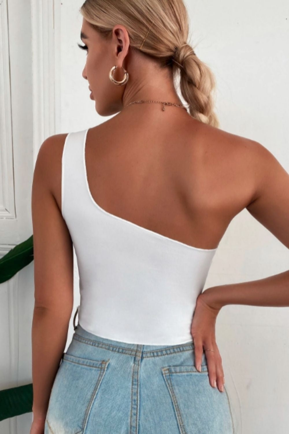 One Shoulder Crop Skinny Top