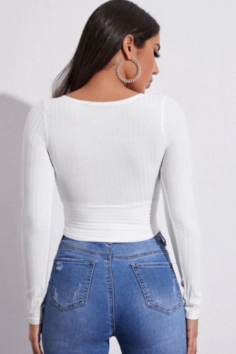 Plunge Neck Wrap Rib Top