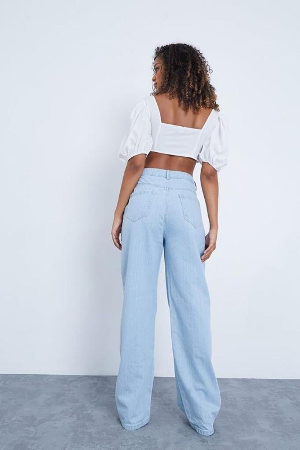 Puff Sleeves Square White Crop Top