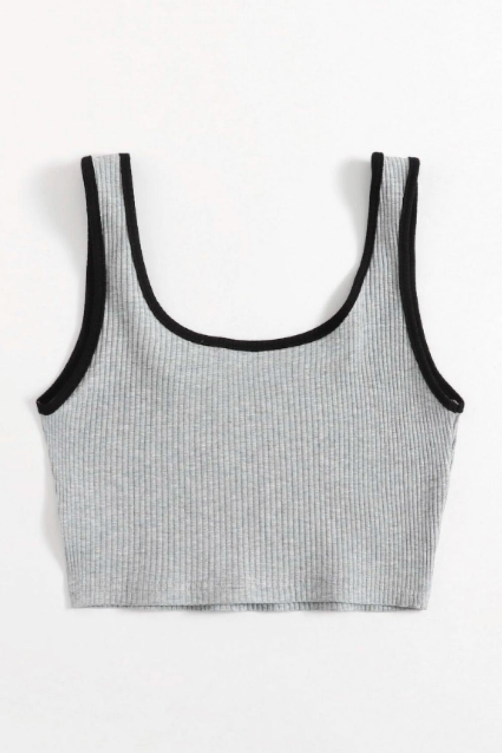 Rib Knit Cropped Tank Grey