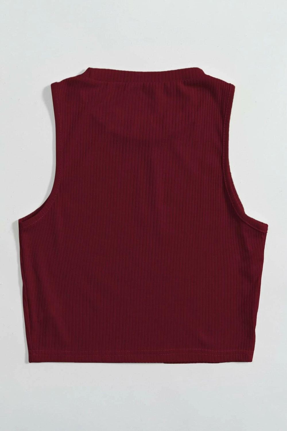 Ribbed Cropped Maroon Top