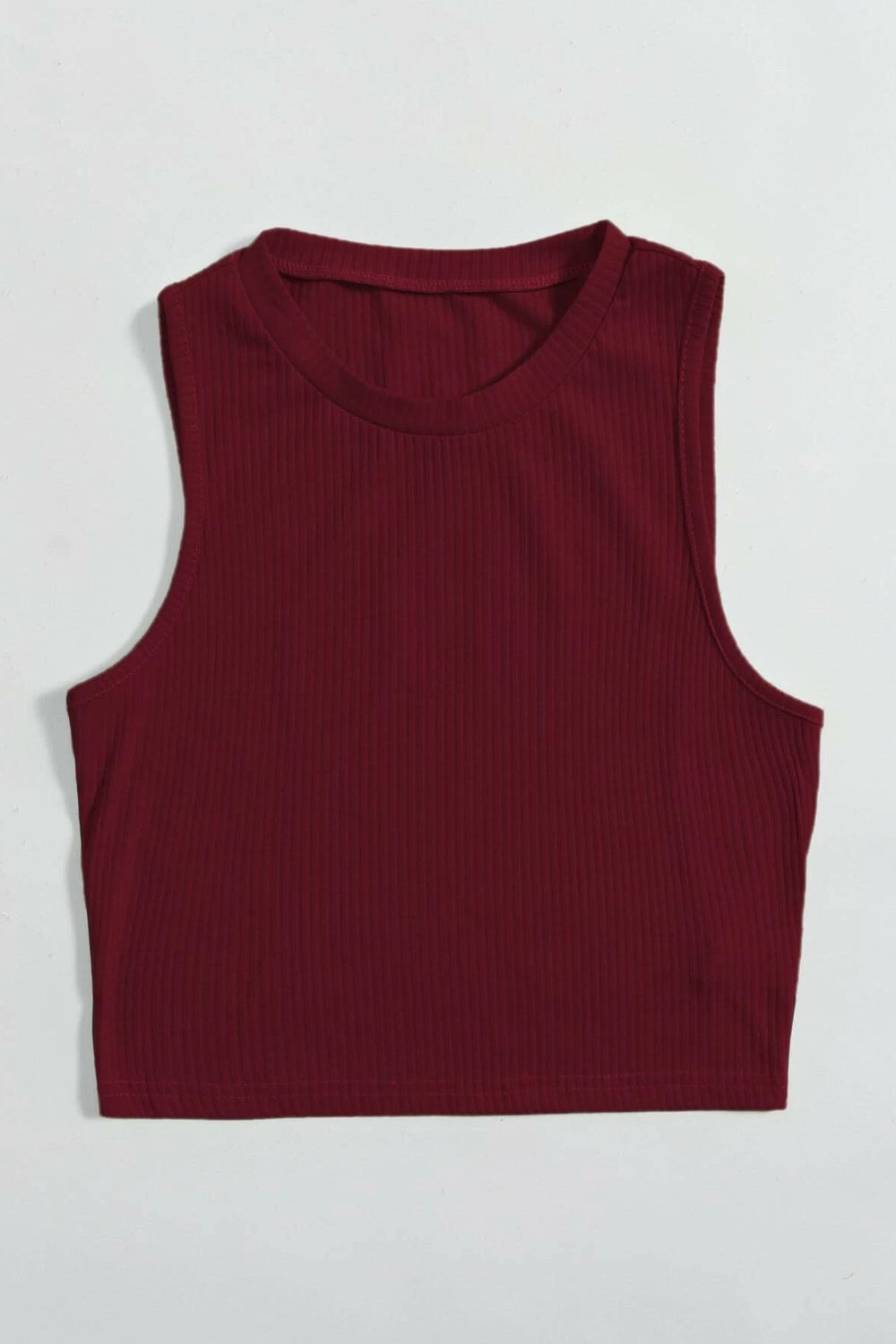 Ribbed Cropped Maroon Top