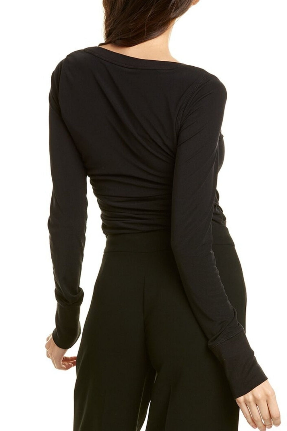Side Ruched Sleeveless Black Top