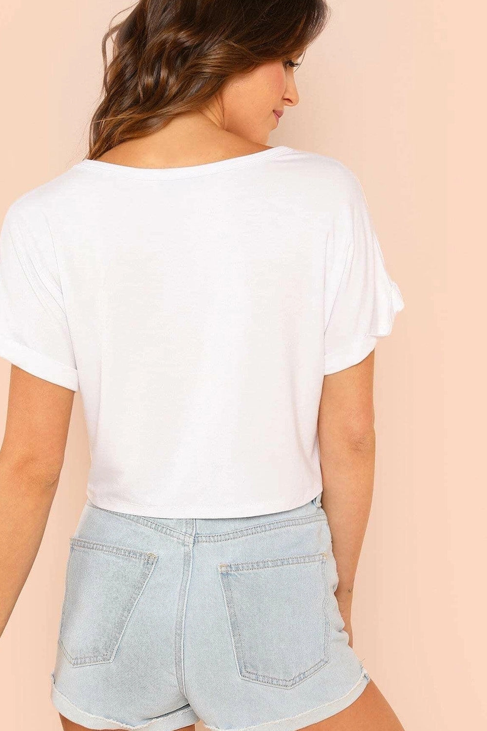 Solid Roll Up Crop Top