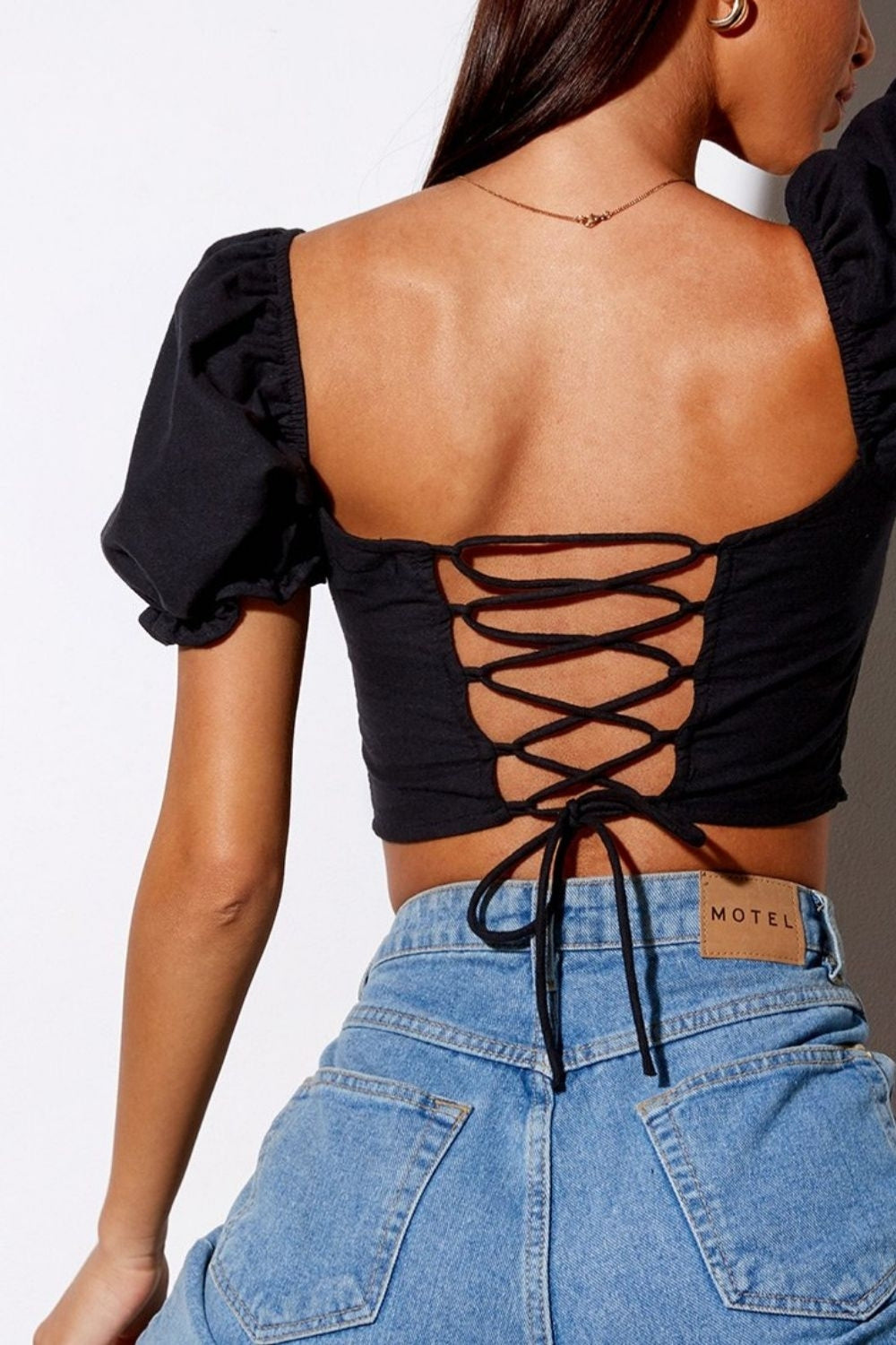 Sweetheart Neckline Black Crop Top