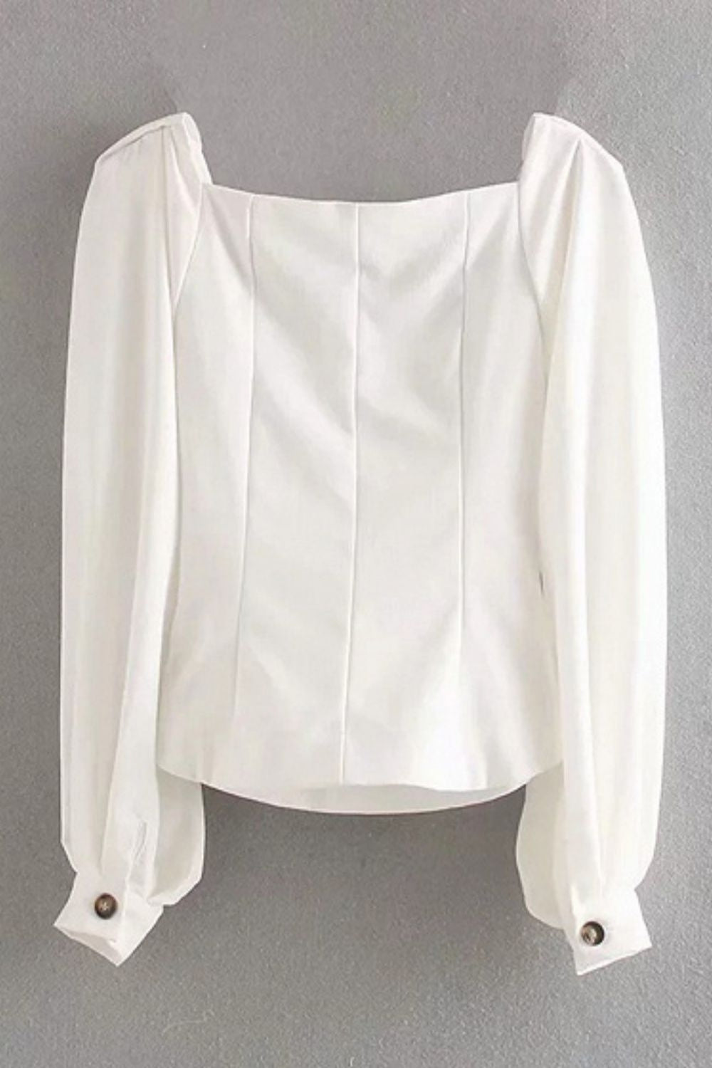 Sweetheart Neckline Full Sleeve White Top