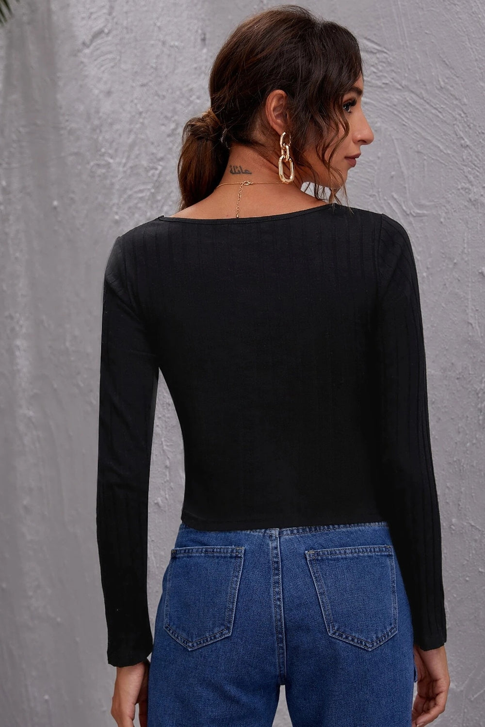 V Neck Rib Top