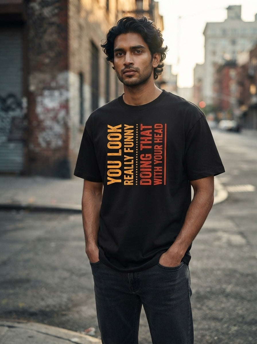 Look Funny Black Oversized Tee
