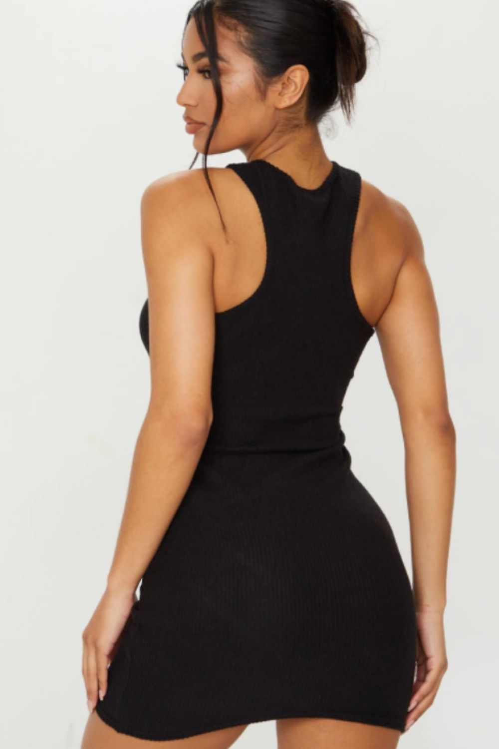 Black Halter Neck Mini Sleeveless Dress