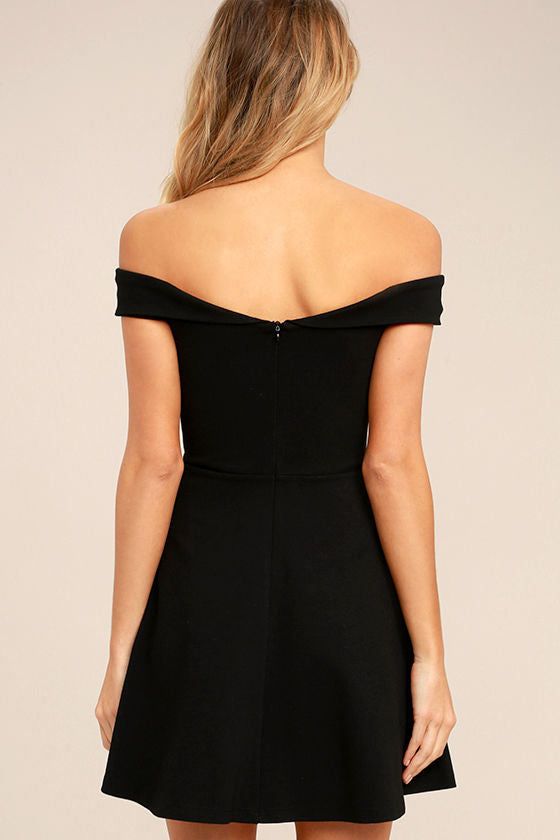 Black Lovable Short Off Shoulder Dress