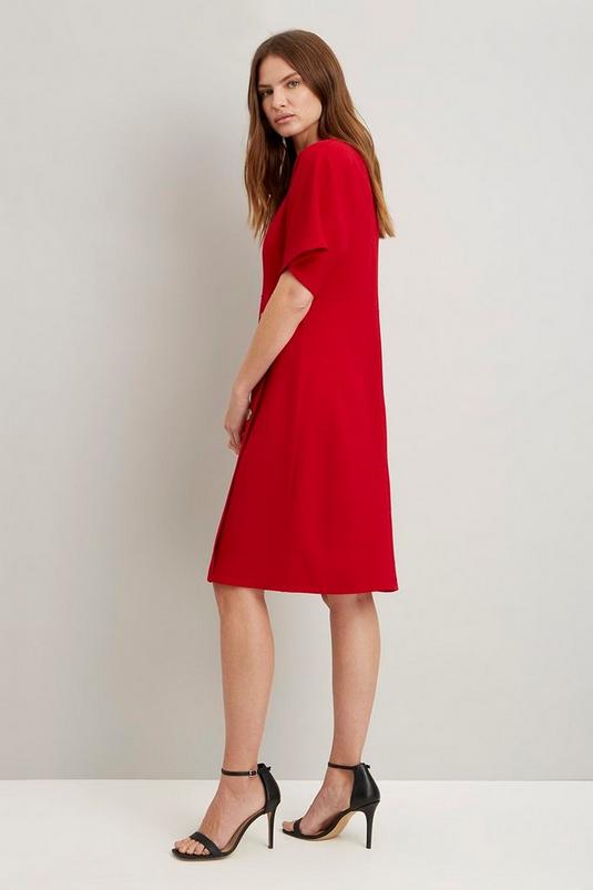 Button Front Detail Red Dress