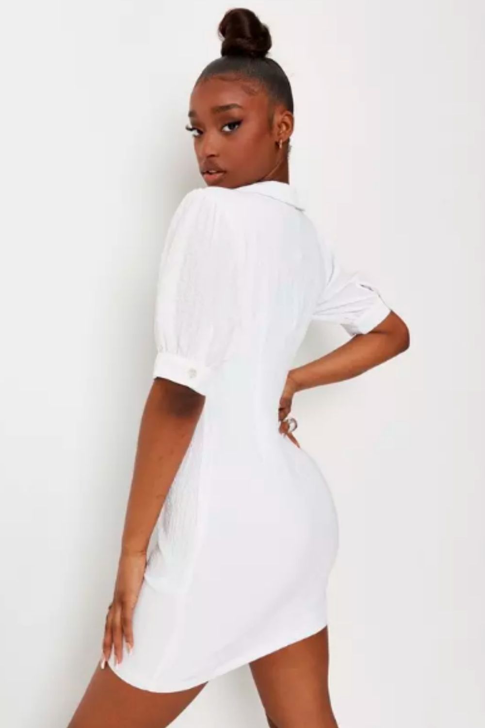 Button Down Exaggerate Collar Mini Dress