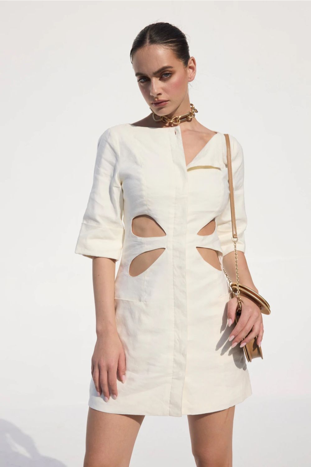 Cute Cut Out Detailed Button Up Dress