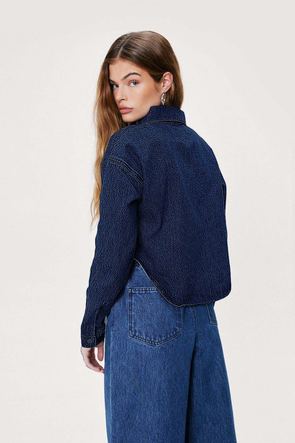Denim Asymmetric Hem Shirt