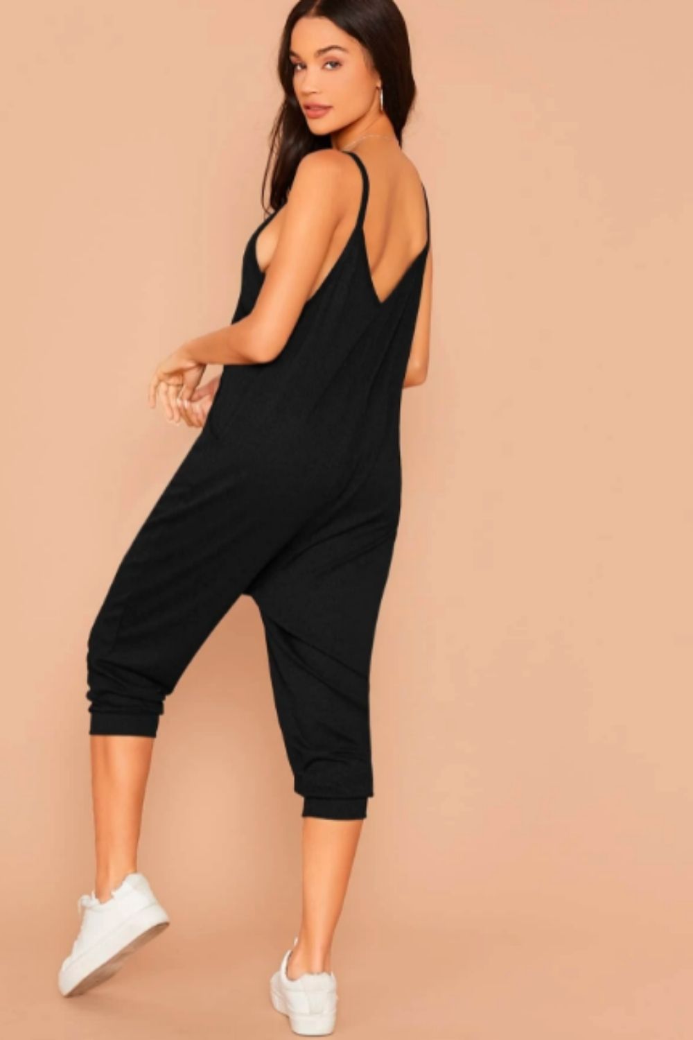 Double V Neck Pocket Cami Jumpsuit