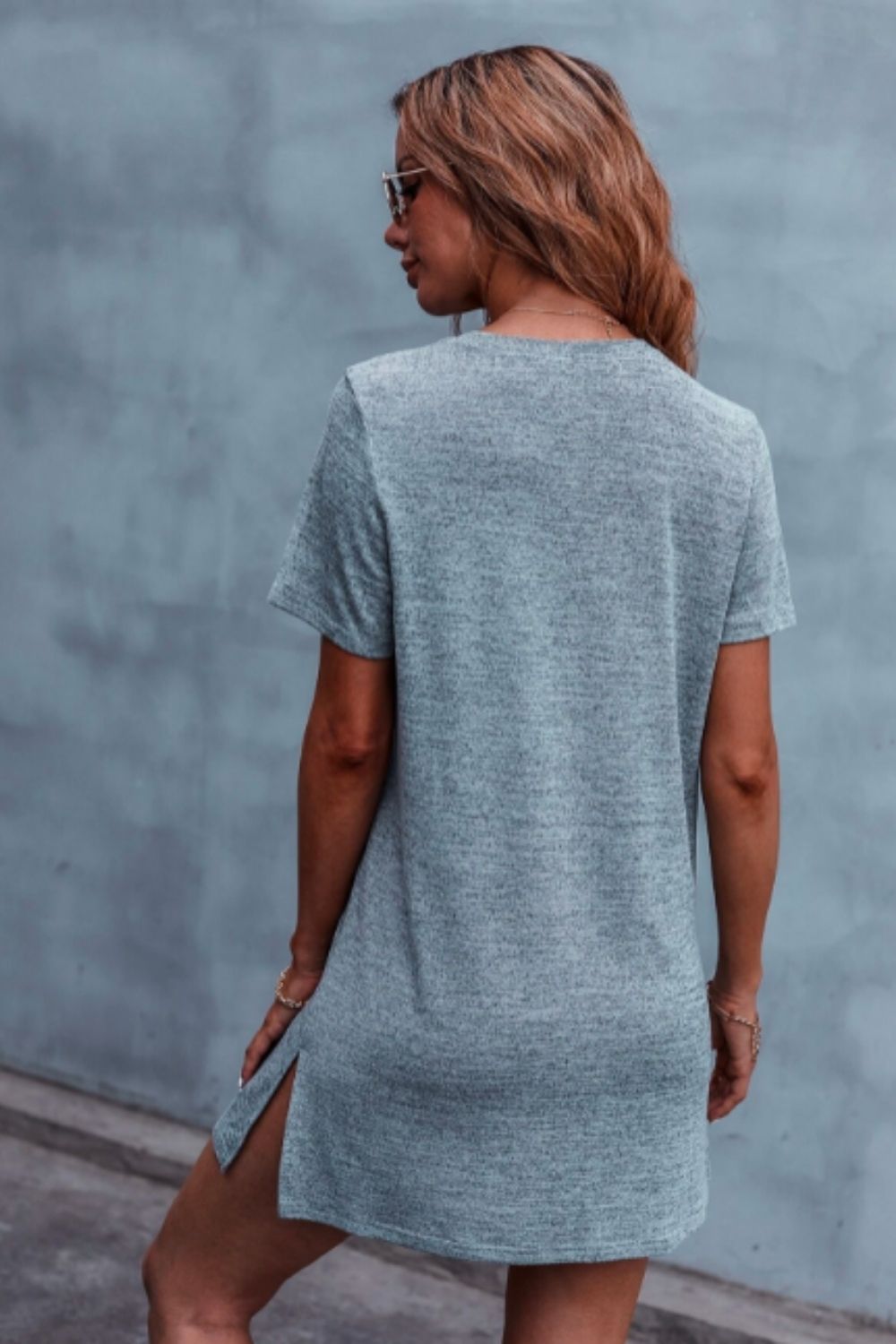 Dual Pocket Slit Hem Tee Dress
