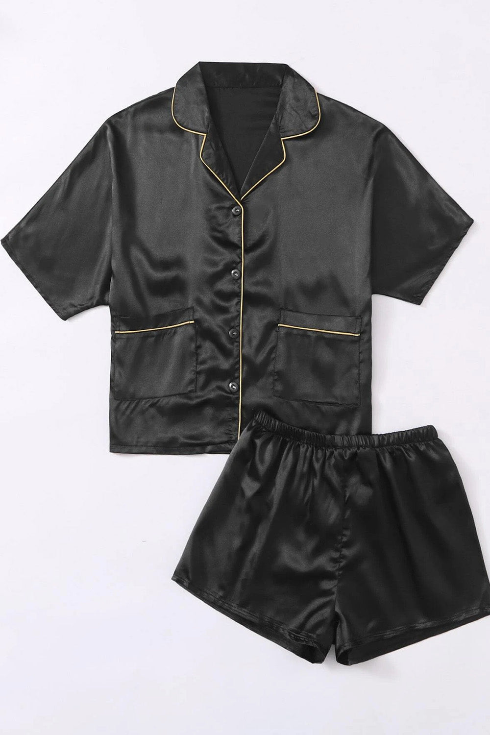 Dual pocket satin PJ set
