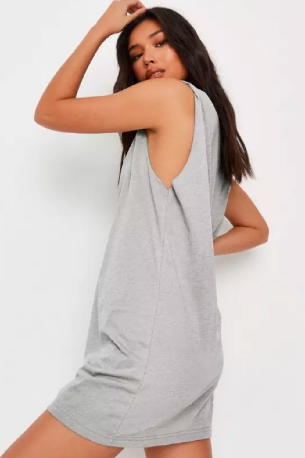 Grey Basic Sleeveless Mini Dress