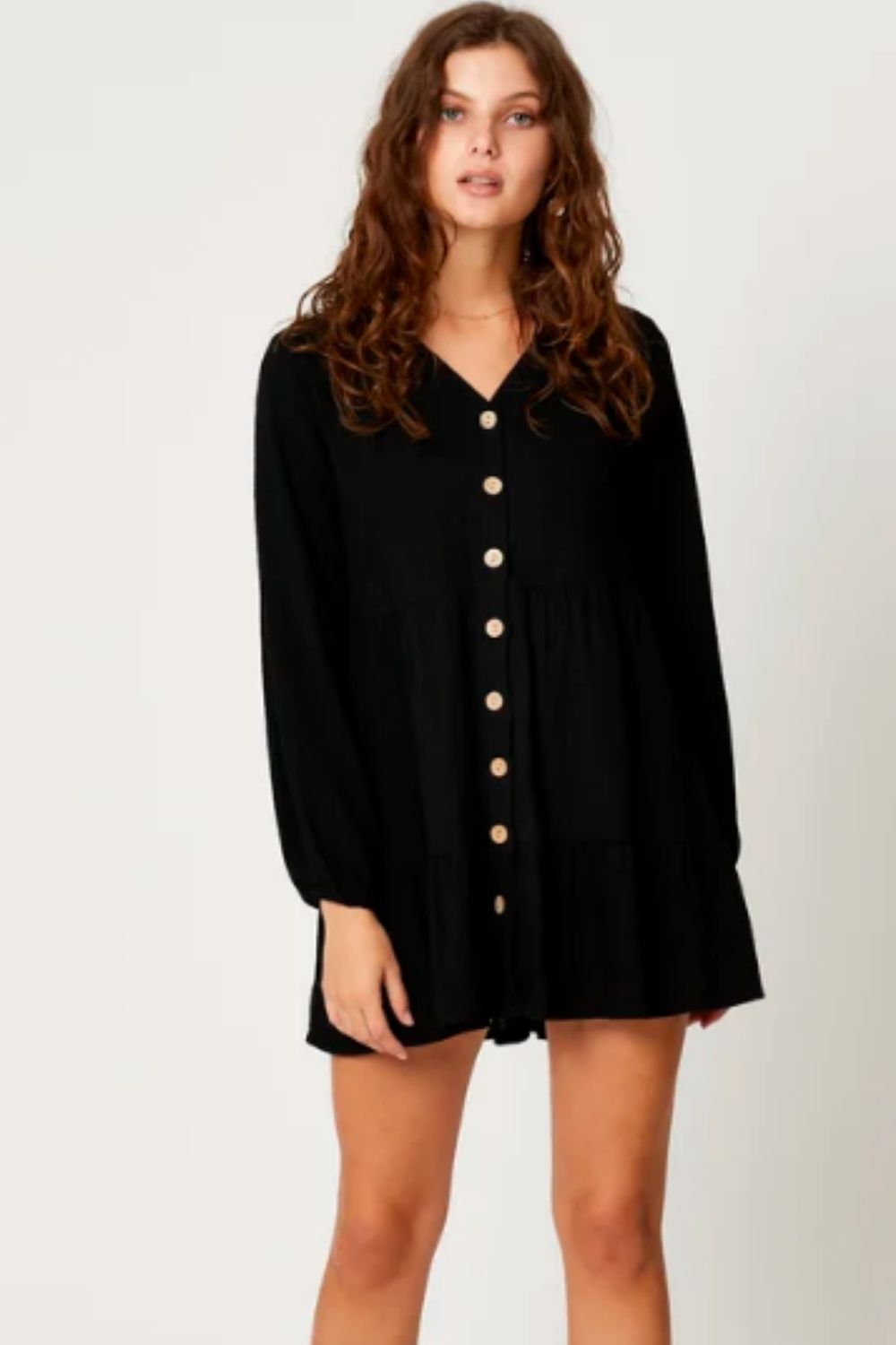Long Sleeve Button Down Smock Dress