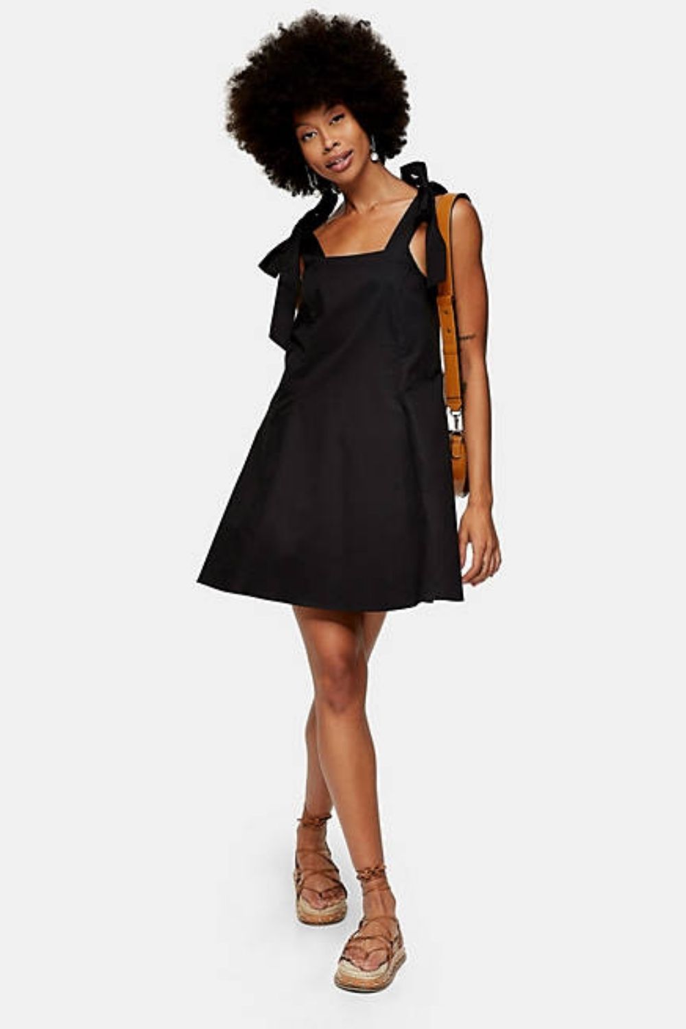 Make It Fast Black Tie Up Dress
