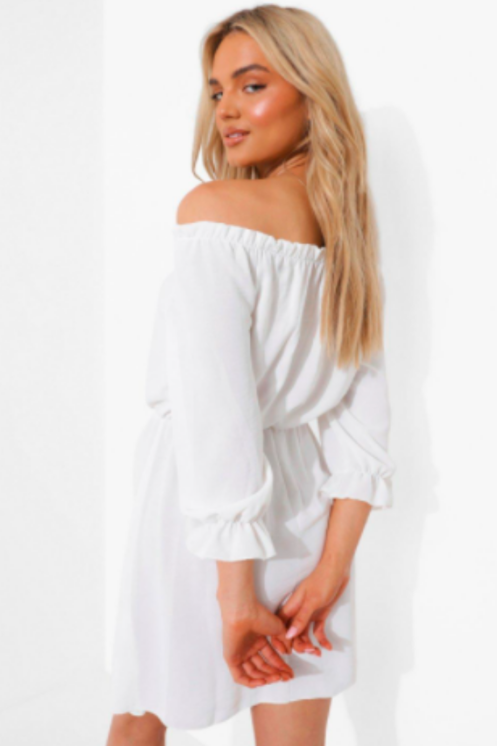 Off Shoulder White Mini Dress