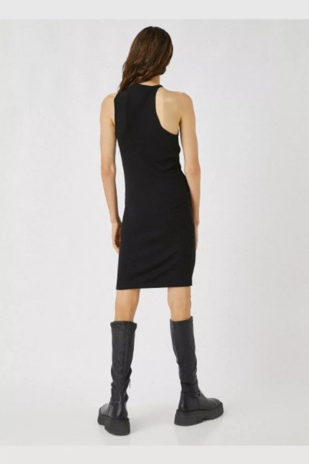 Oh No Asymmetric Shoulder Black Dress