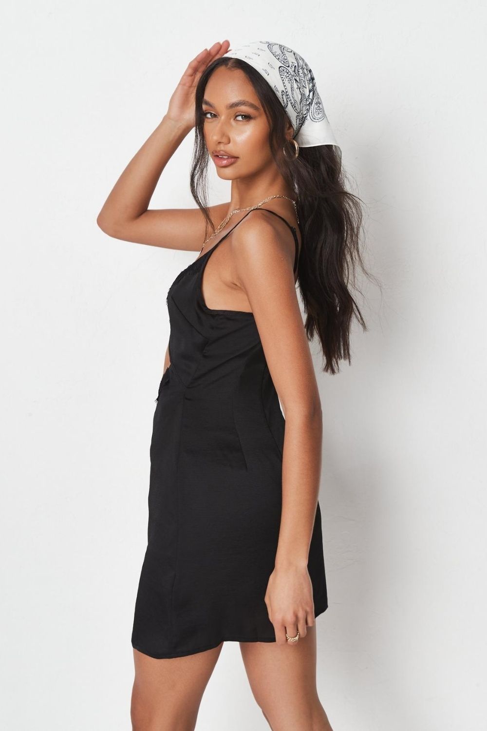 Plunge Neck Cutout At the Black Mini Dress