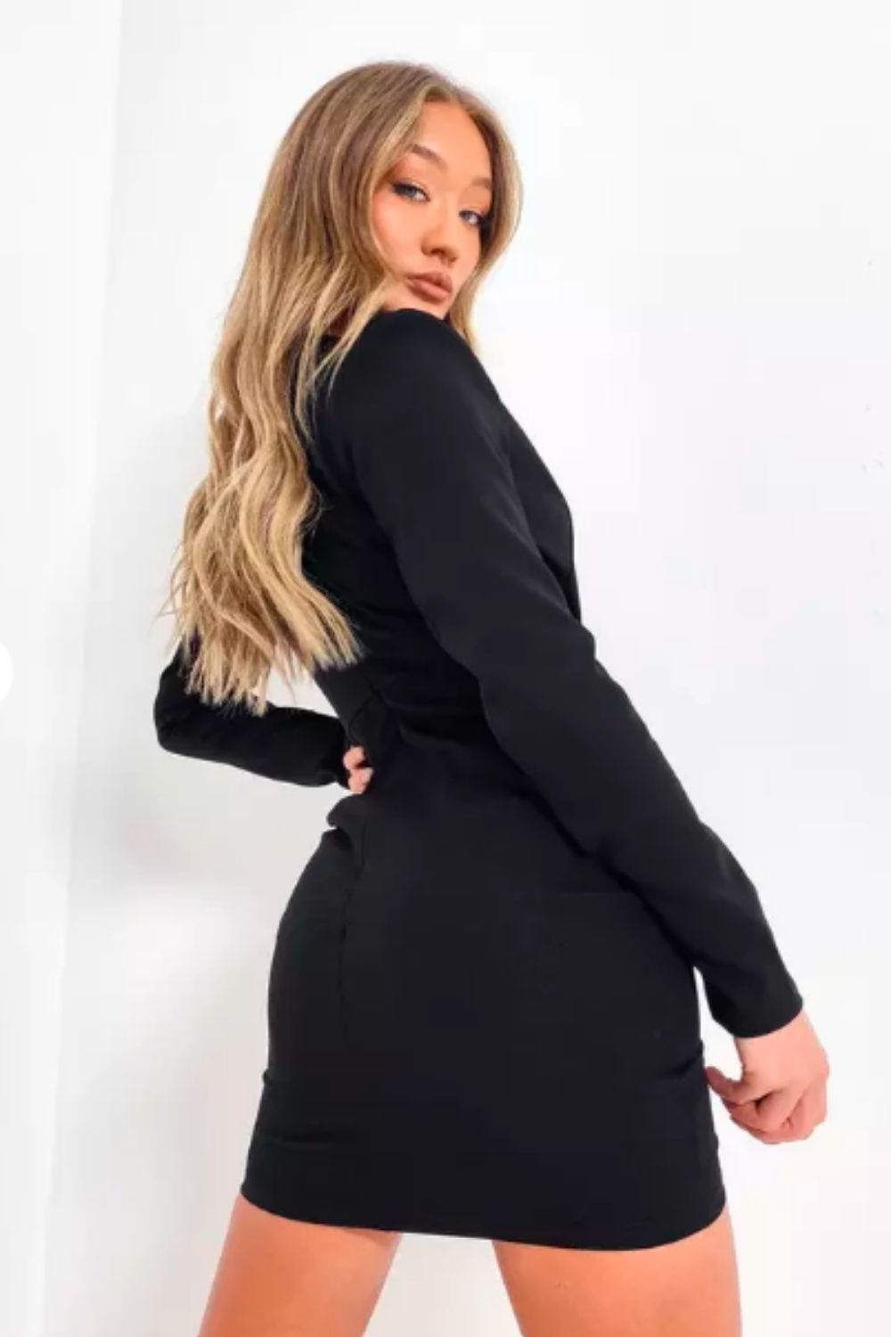 Plunge Neck Ruched Bodycon