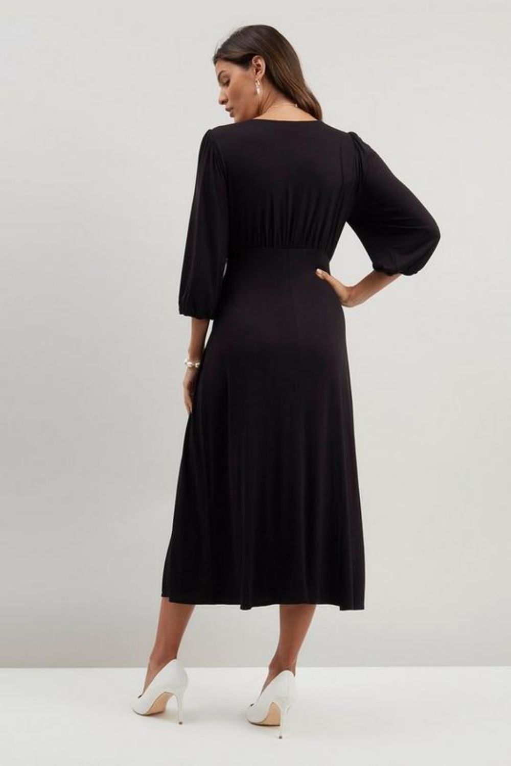 Poly Split Hem Midi Dress