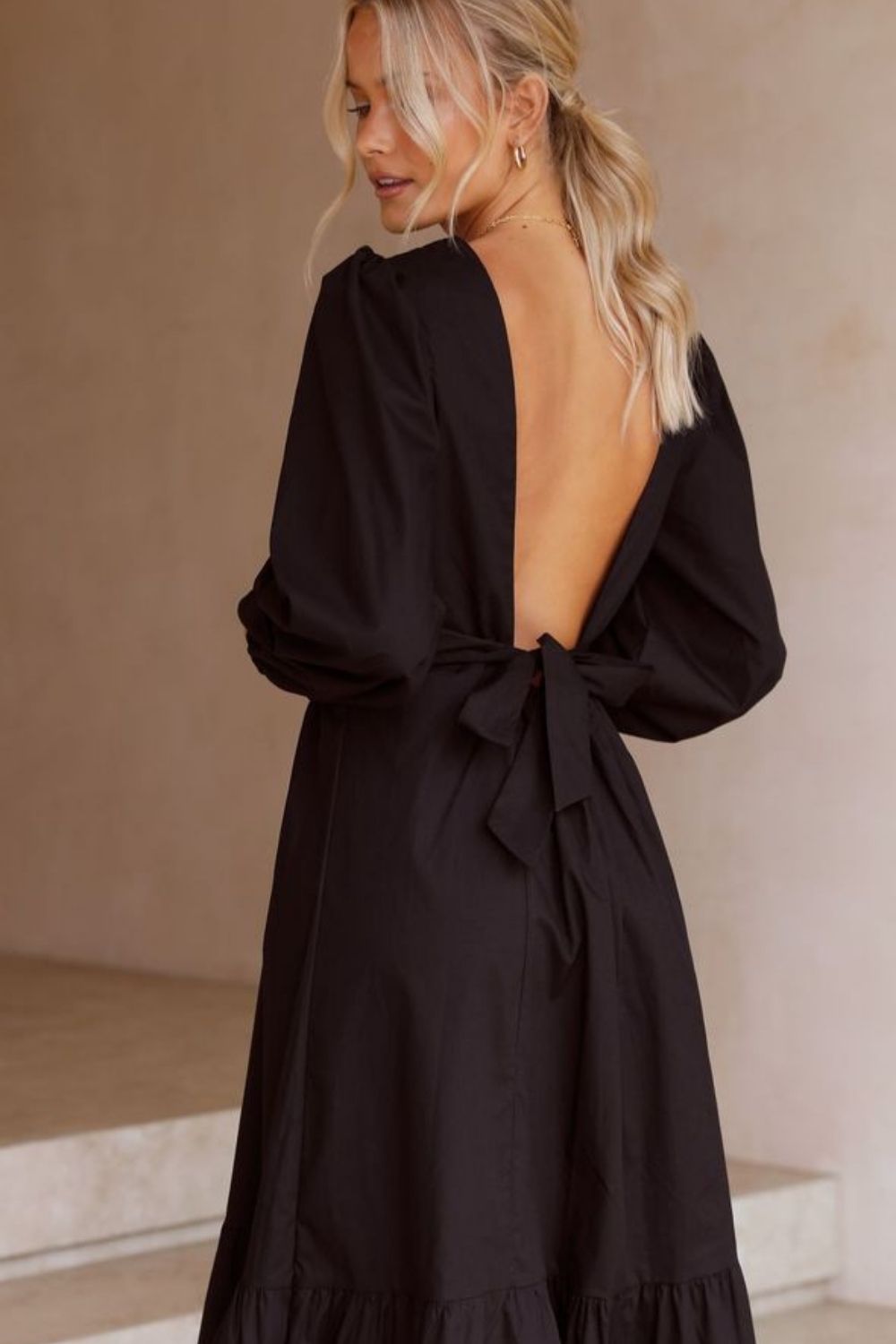 Pretty Black Back Tie Dress