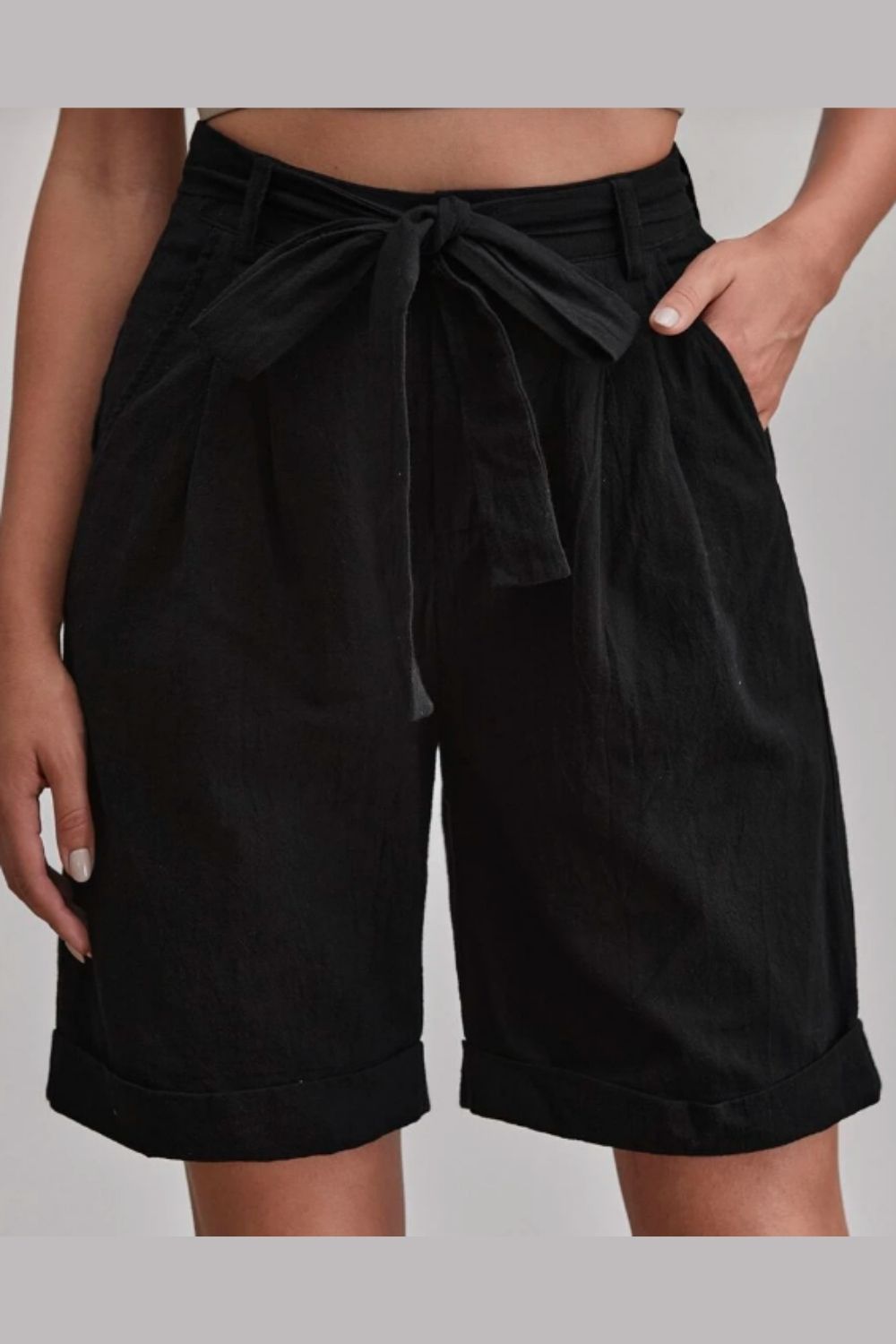 Roll Hem Bermuda Shorts Black