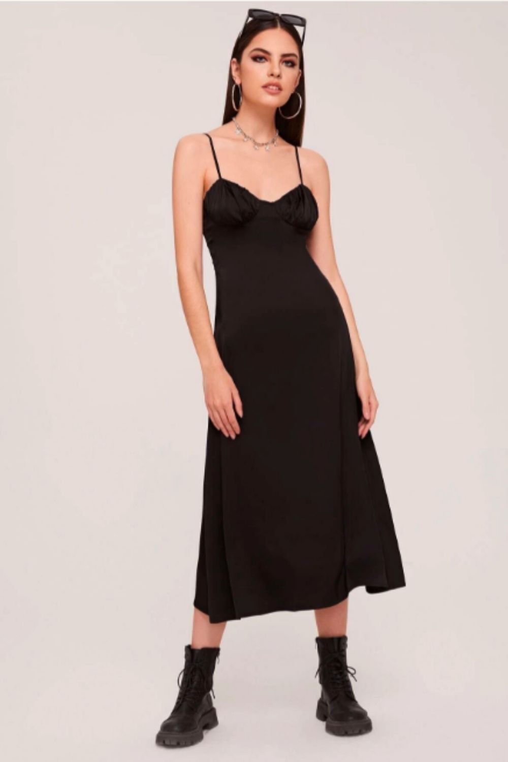 Ruched Bust Satin Cami Dress