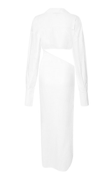 Subtle White Cutout Shirt Dress