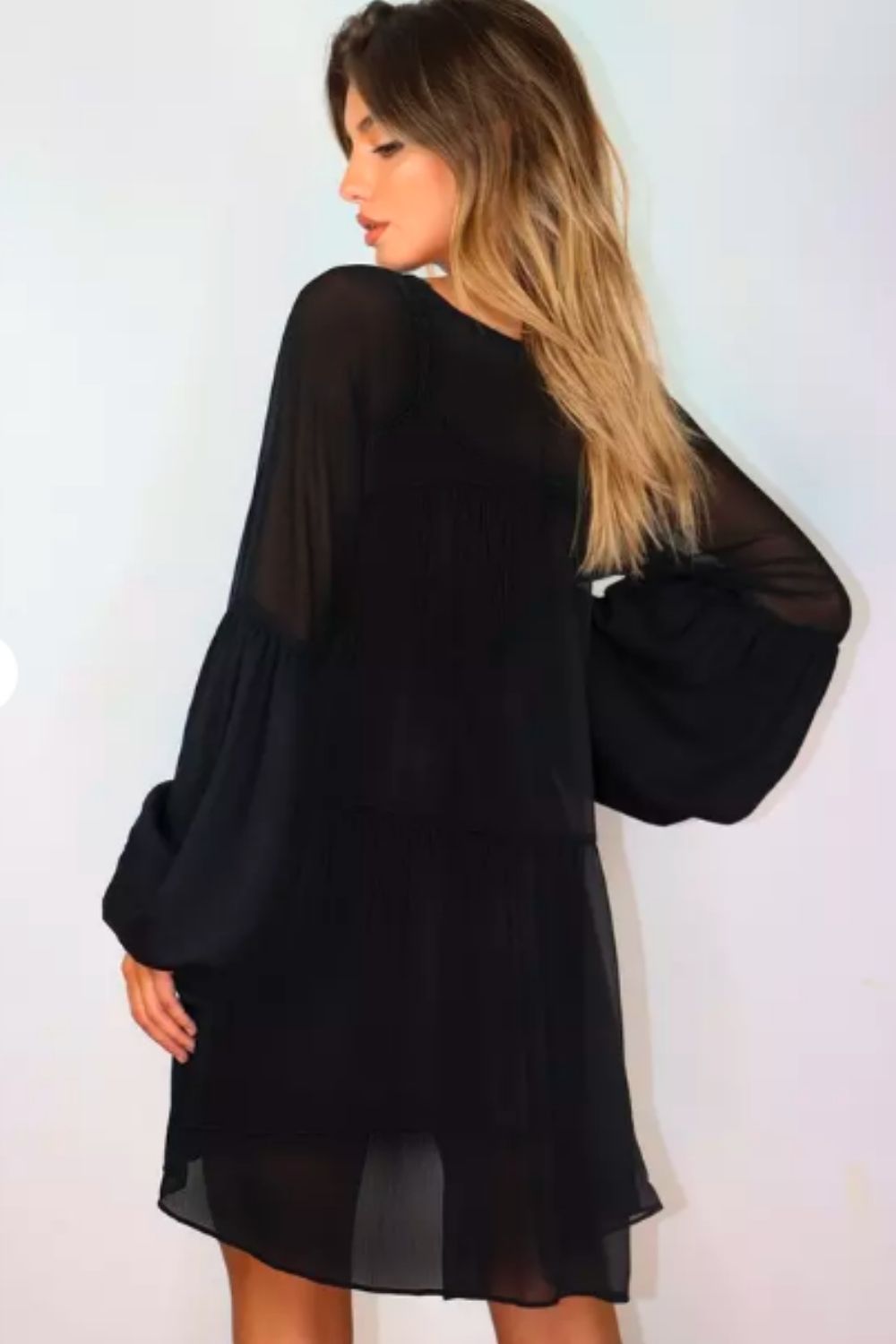 V Neck Tiered Mini Dress